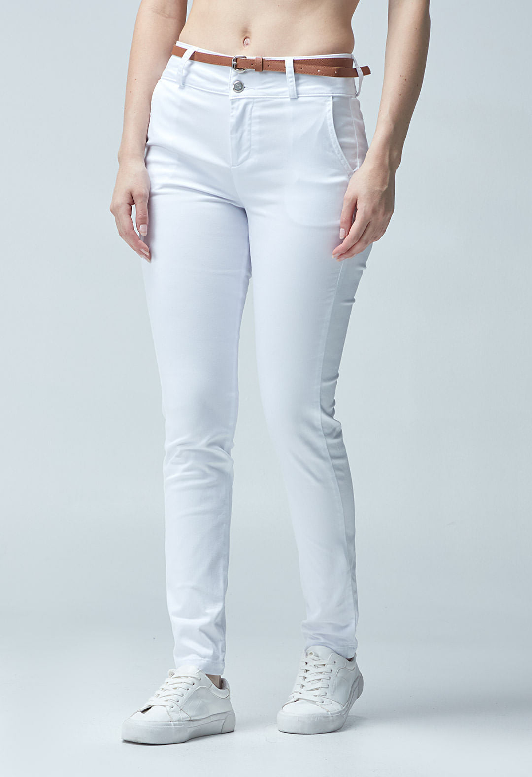 Pantalón ejecutivo blanco1 tiro alto para mujeres