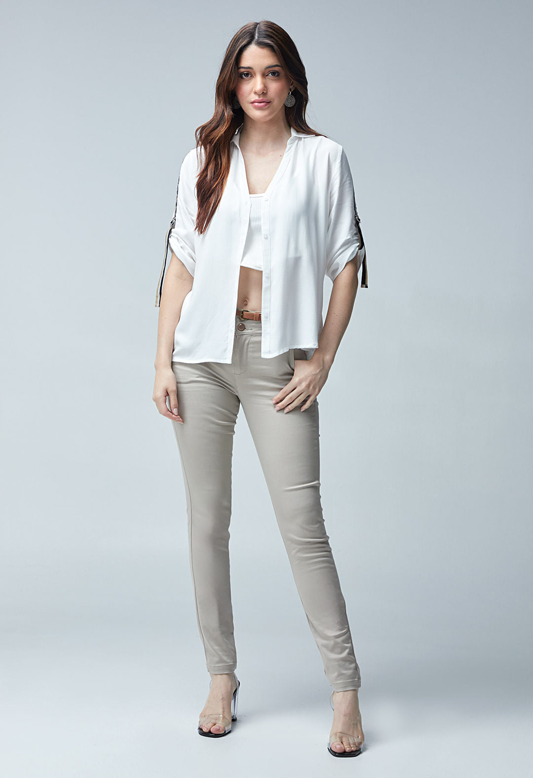 Pantalón ejecutivo kaky1 tiro alto para mujeres