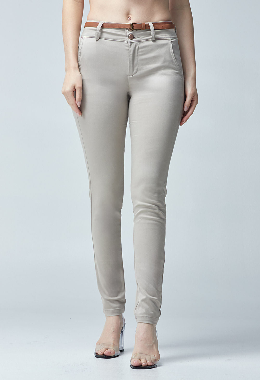 Pantalón ejecutivo kaky1 tiro alto para mujeres