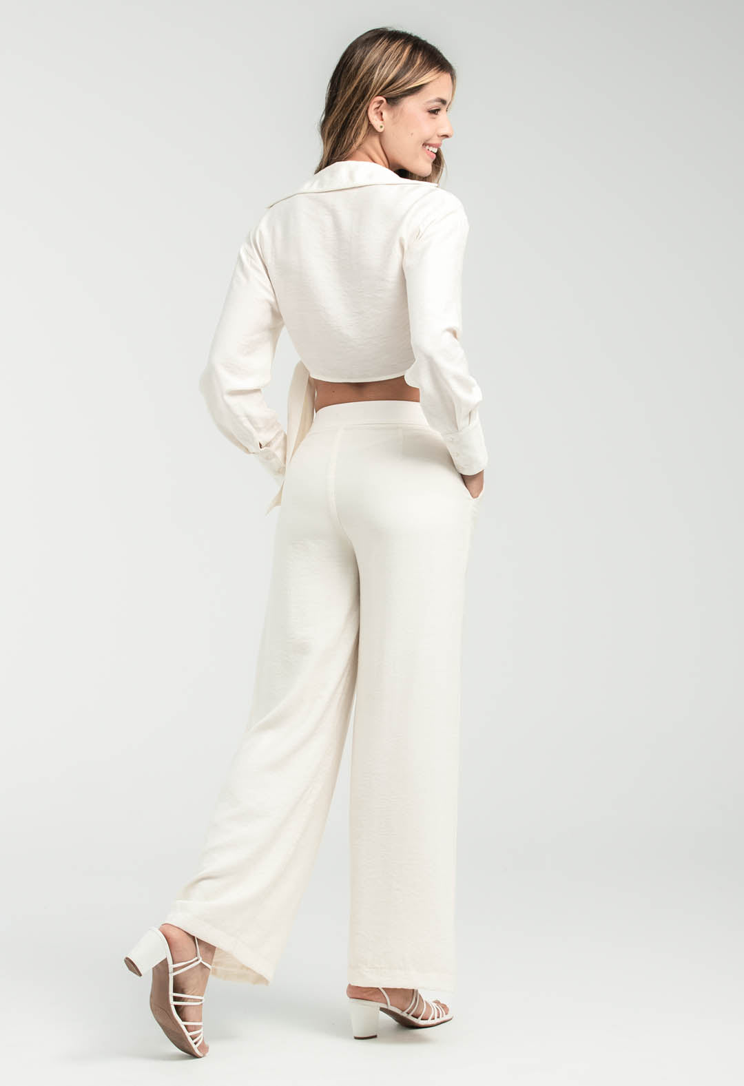 Pantalón marfil fondo entero para mujeres