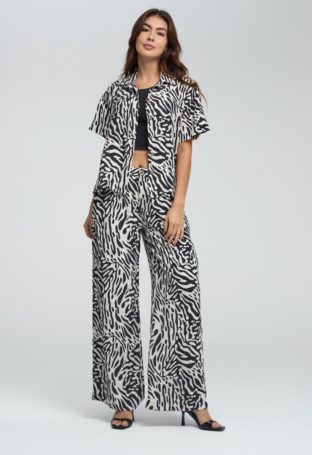 Pantalón negro full print para mujeres