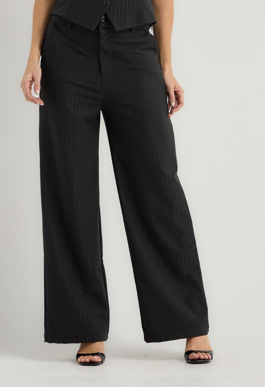Pantalón negro con doble pretina para mujer