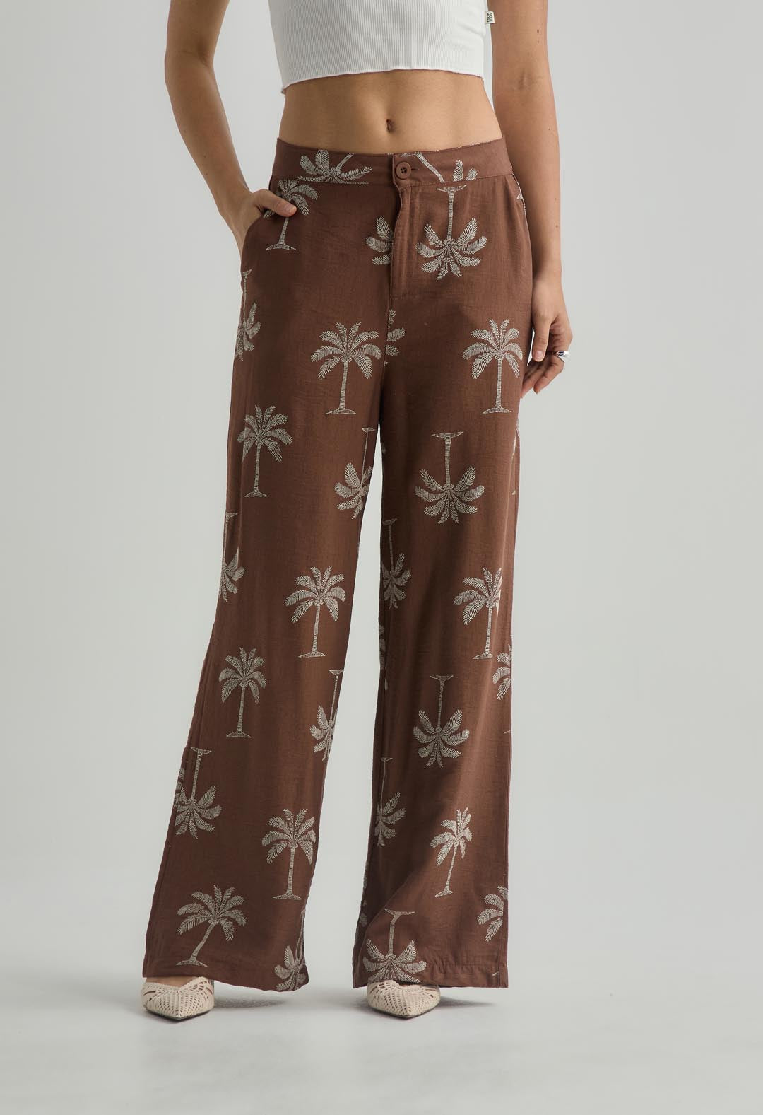 Pantalón chocolate estampado para mujer