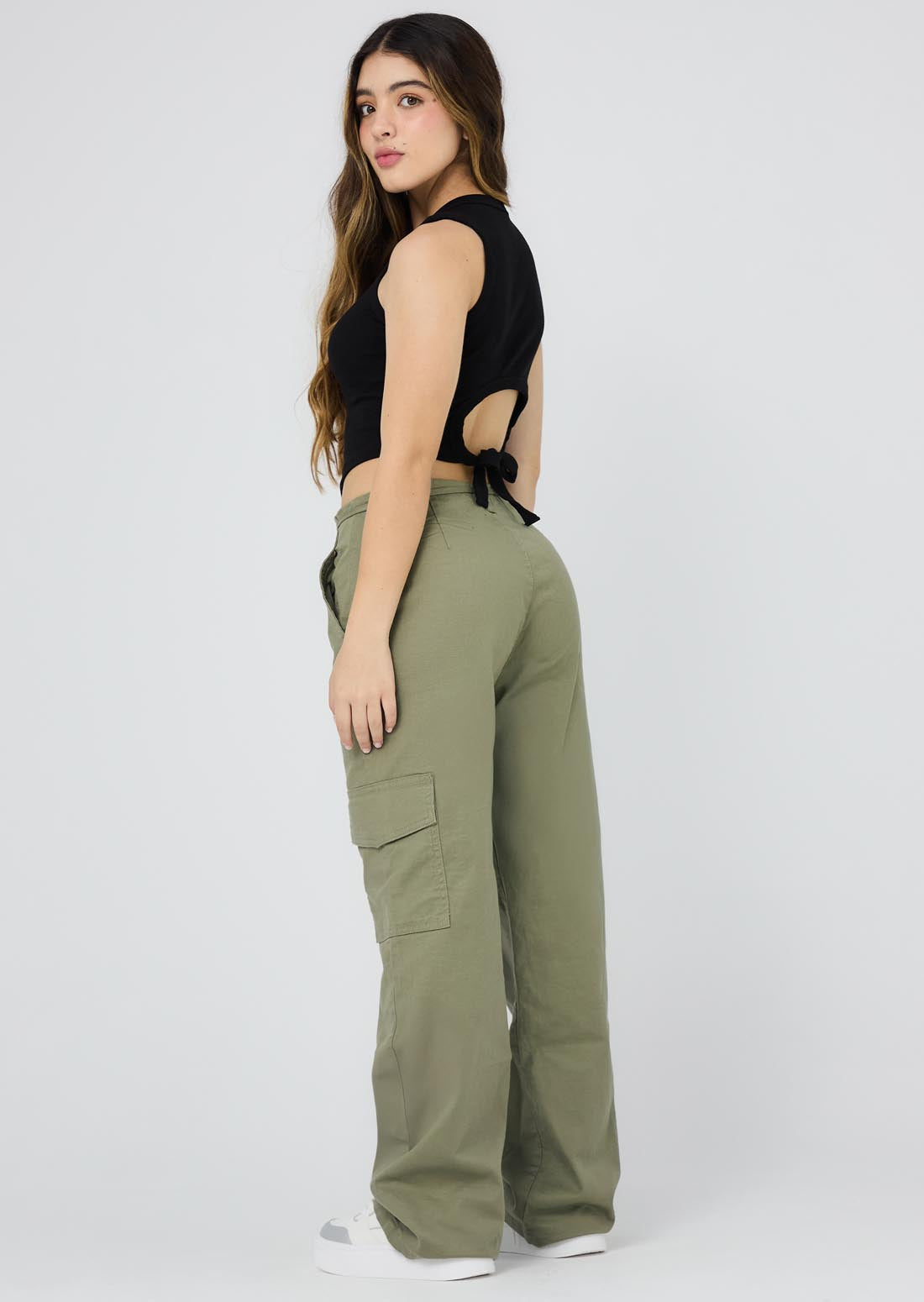 Pantalón pistacho tiro alto para adolescentes