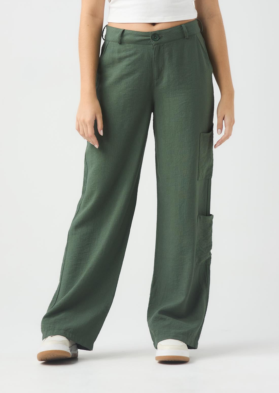 Pantalón verde militar fondo entero para jóvenes
