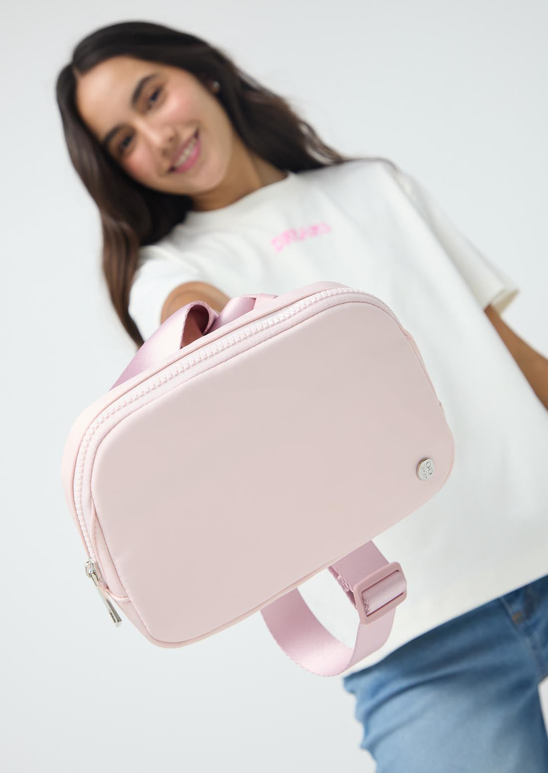 Riñonera rosa claro fondo entero