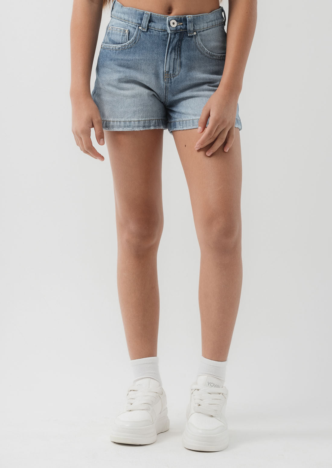 Short lavado claro fondo entero para niñas