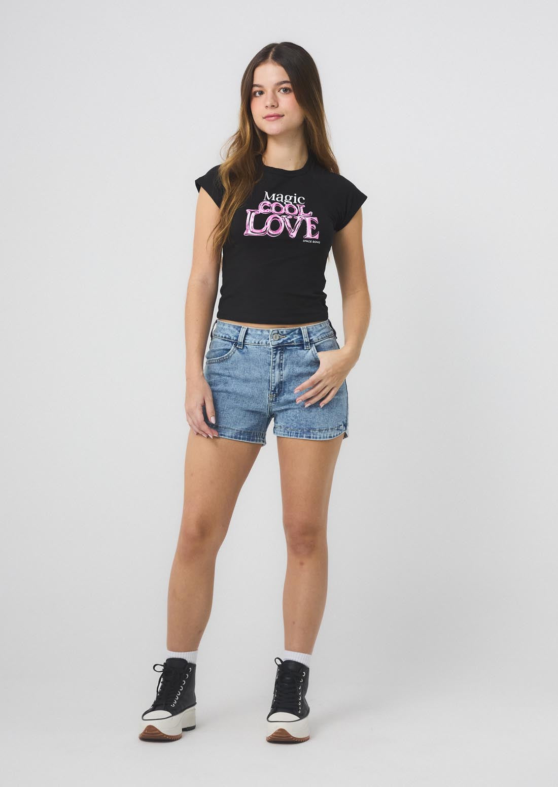 Short lavado claro fondo entero para jóvenes