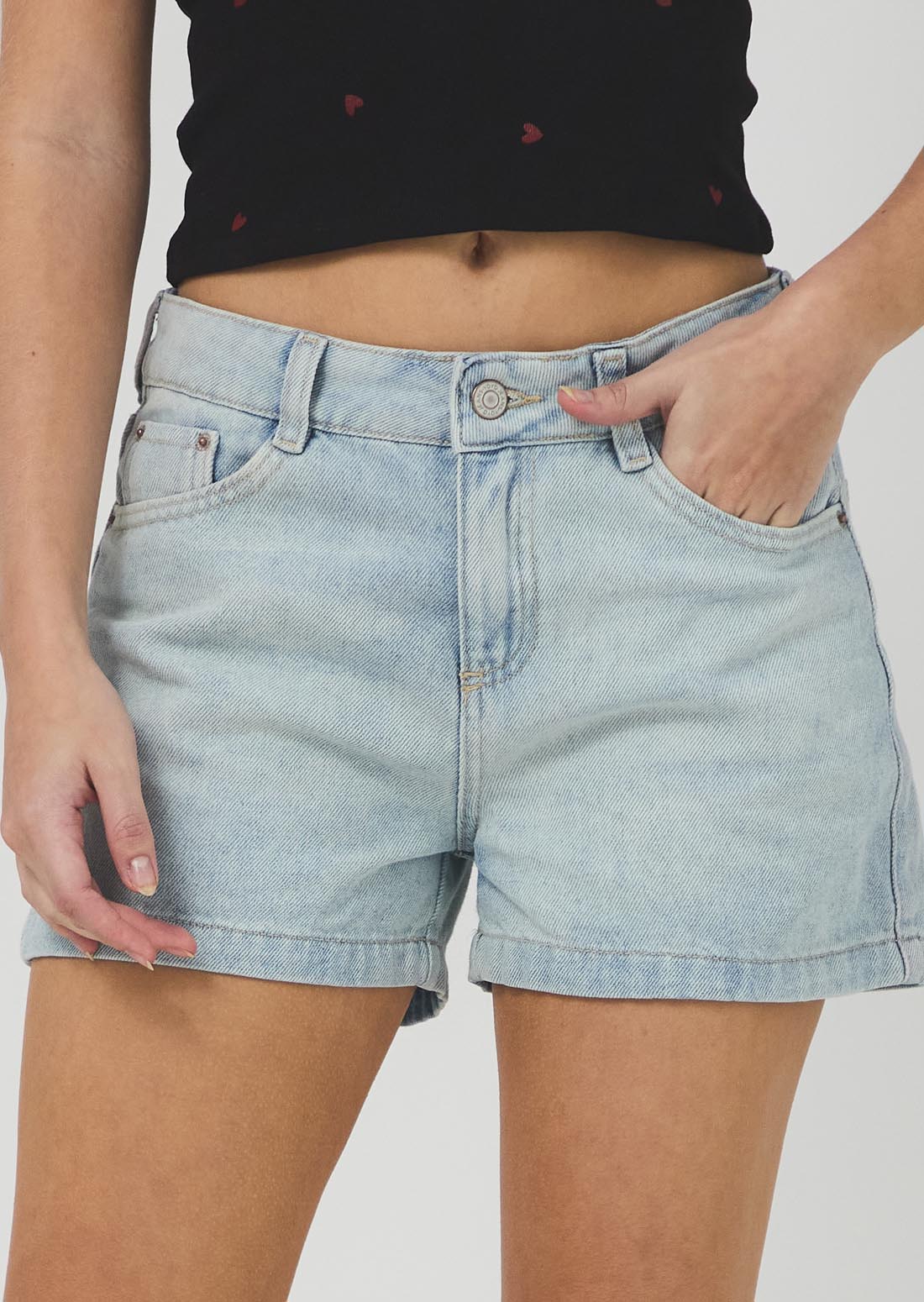 Short lavado medio tiro medio para jóvenes