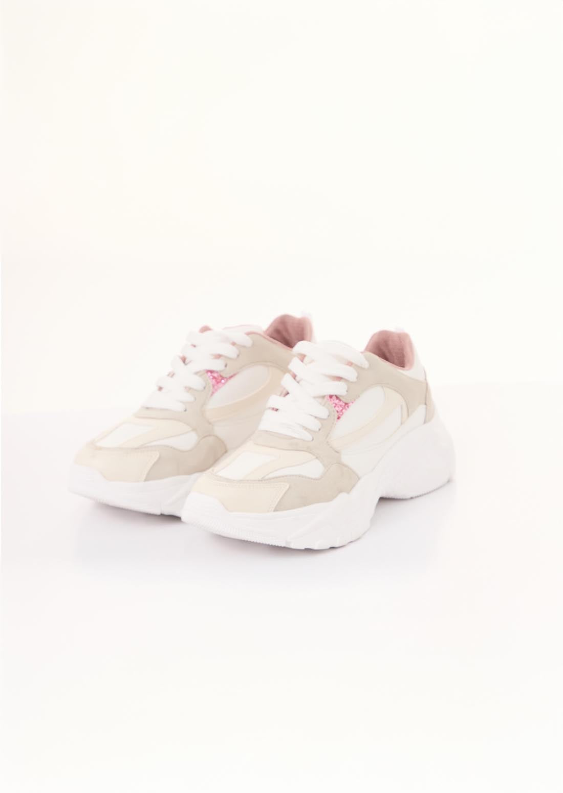 Tenis blancos con detalle en glitter