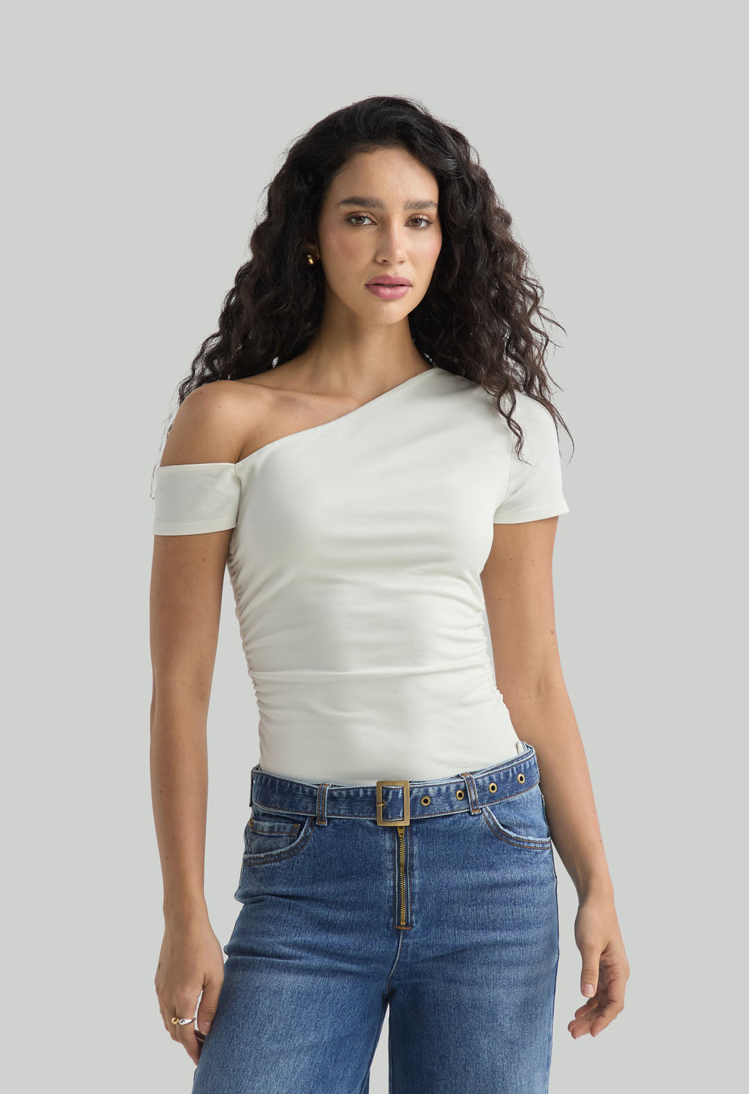 Top arena con cuello en ojalillo para mujer