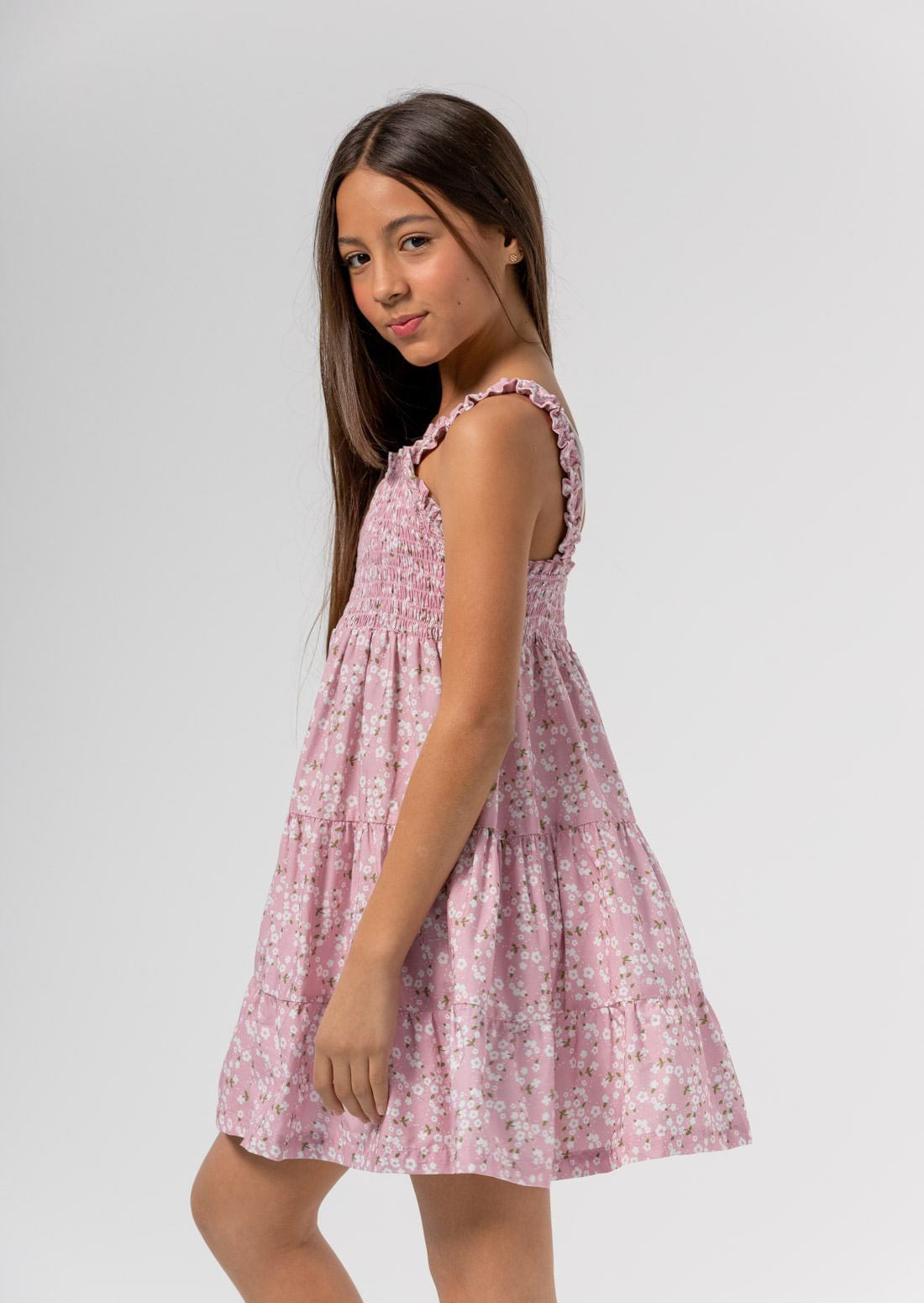 Vestido rosa claro estampado para niñas