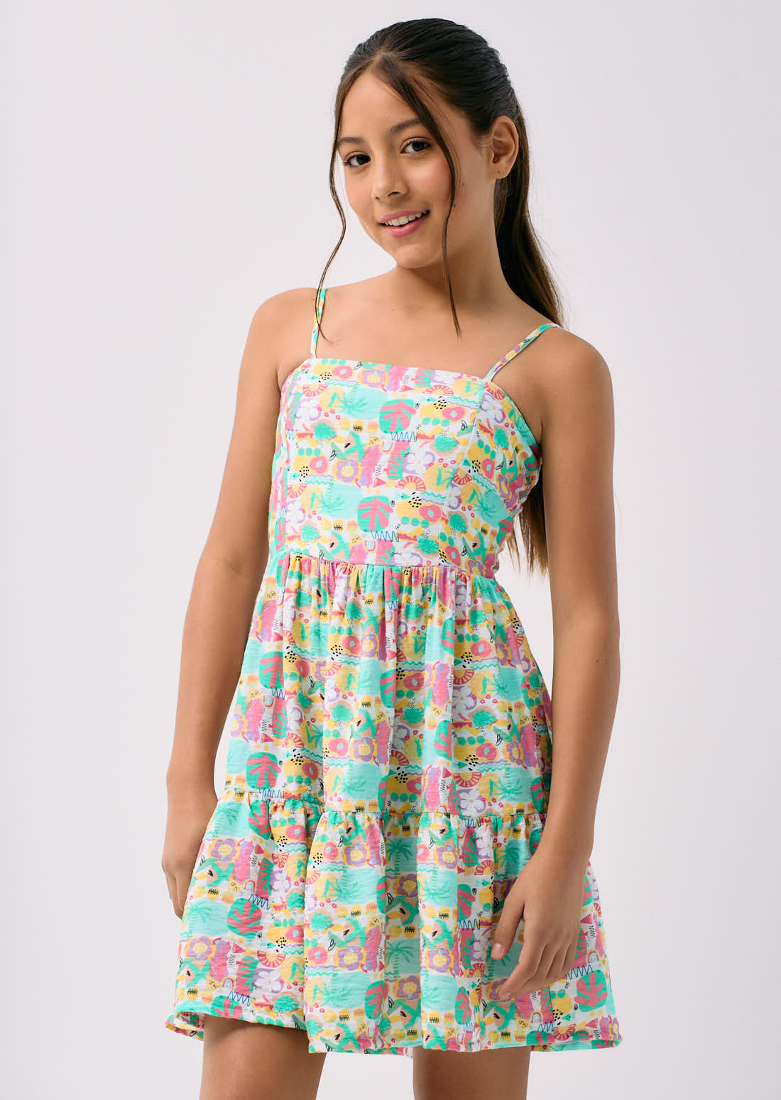 Vestido marfil estampado para niñas