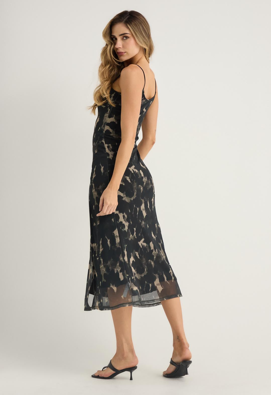 Vestido de tiras verde con full print para mujer