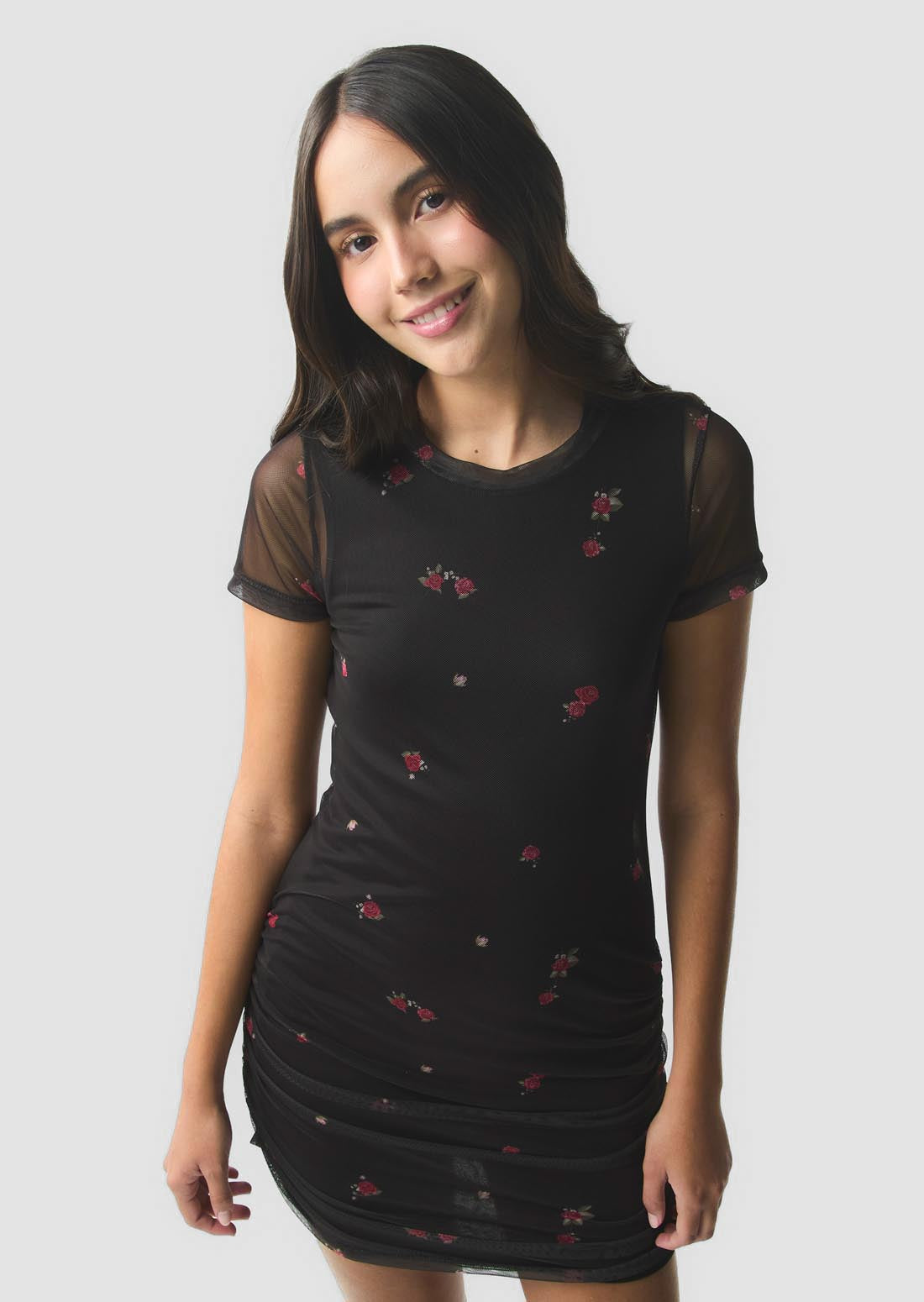 VESTIDO MANGA CORTA ESTAMPADO CORTO