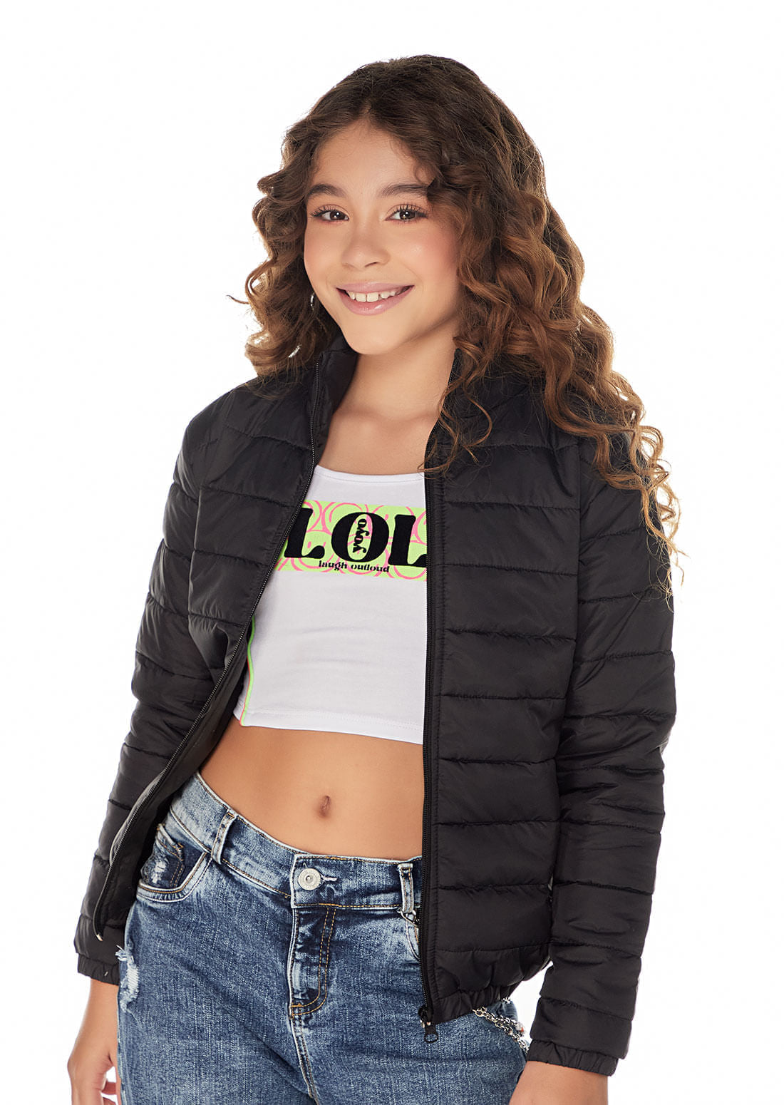 Chaqueta negra manga larga para niñas