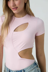 Body rosa claro asimetrico para jóvenes