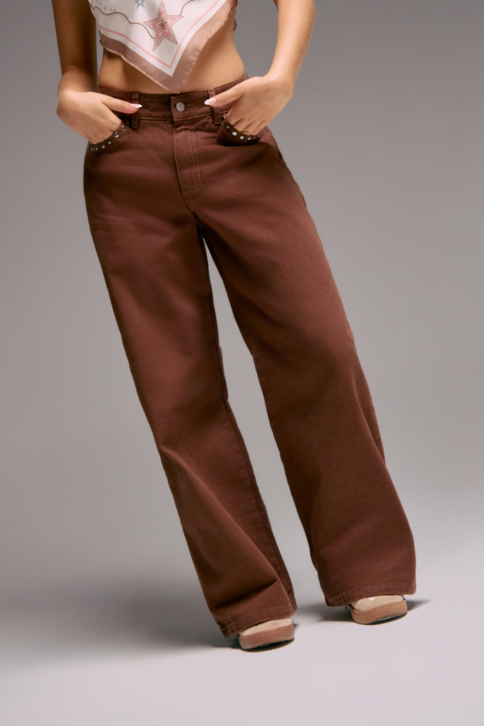 Pantalón retromom café oscuro de tiro medio para jóvenes | Stop Jeans