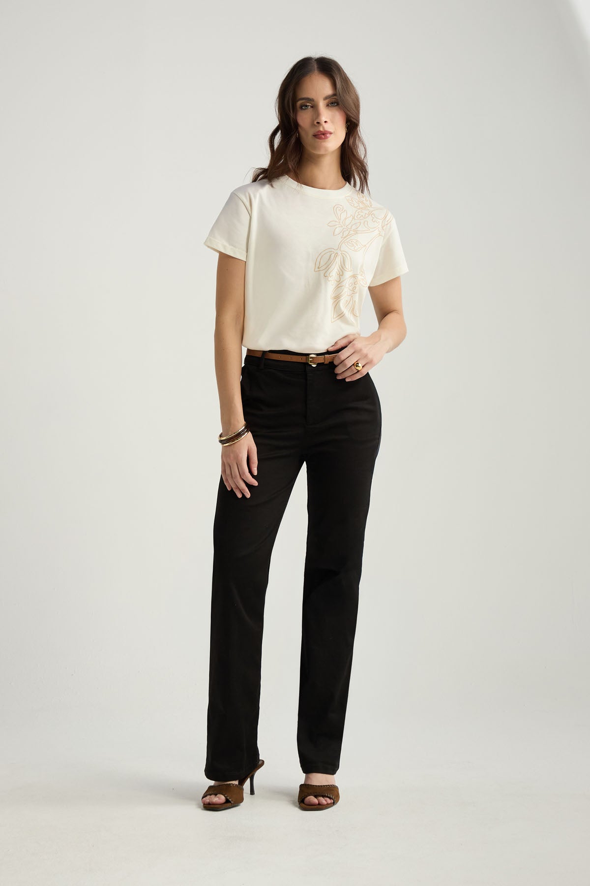Pantalón ejecutivo negro fondo entero para mujeres