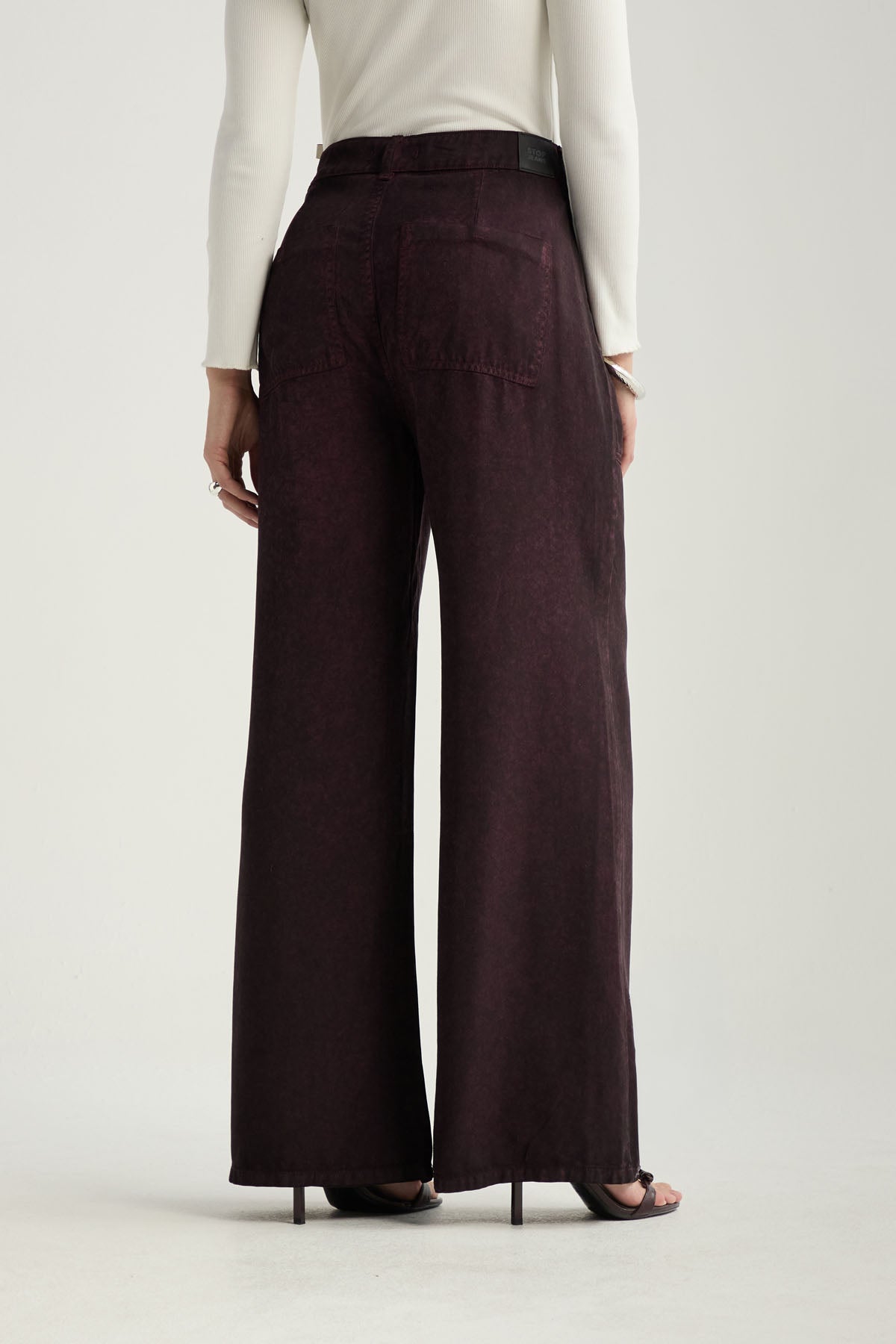 Pantalón retro vino tinto fondo entero para mujer