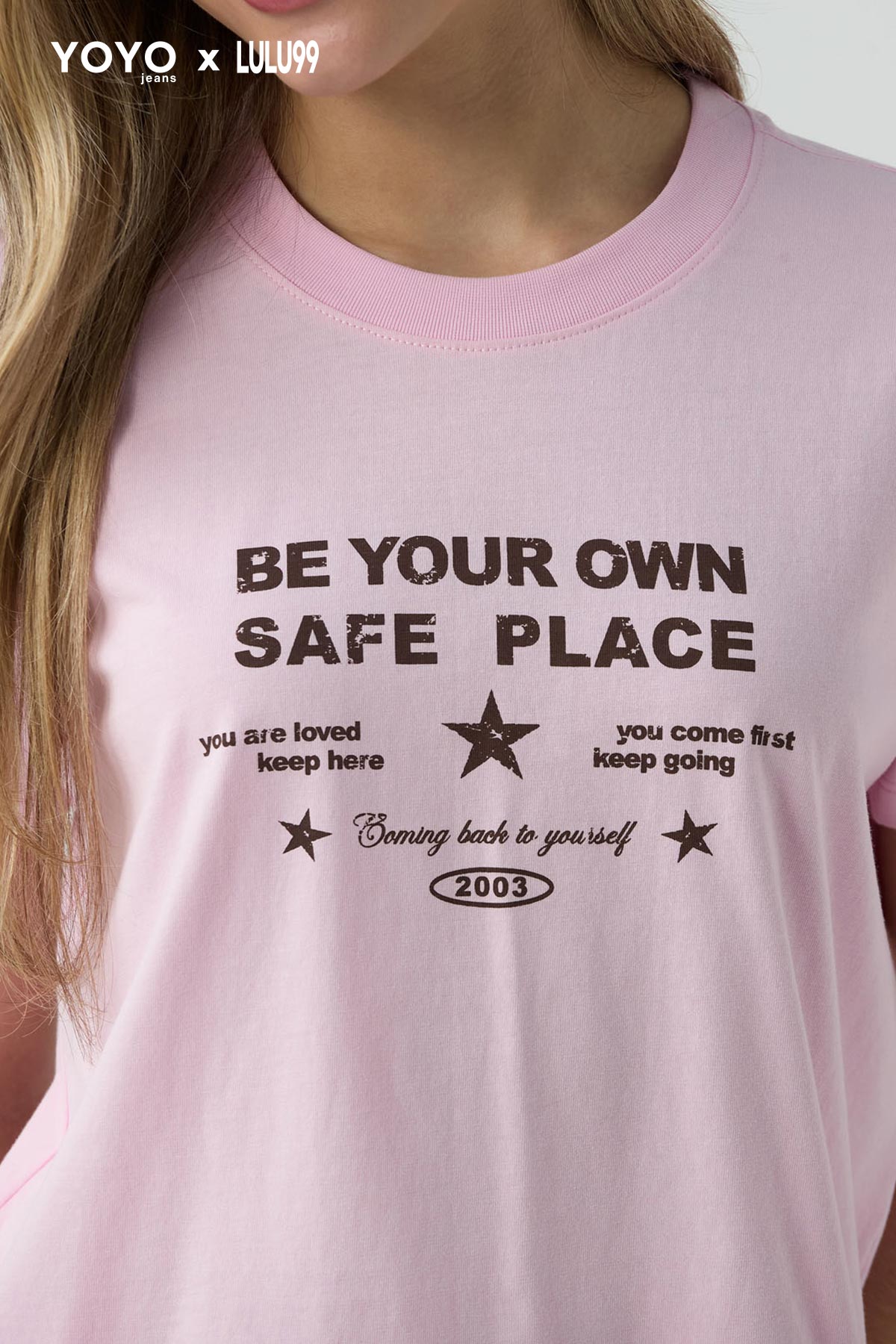 Camiseta rosa claro fondo entero para jóvenes