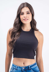 Camiseta crop top negra para mujeres
