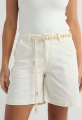 Bermuda marfil con cordón para mujer