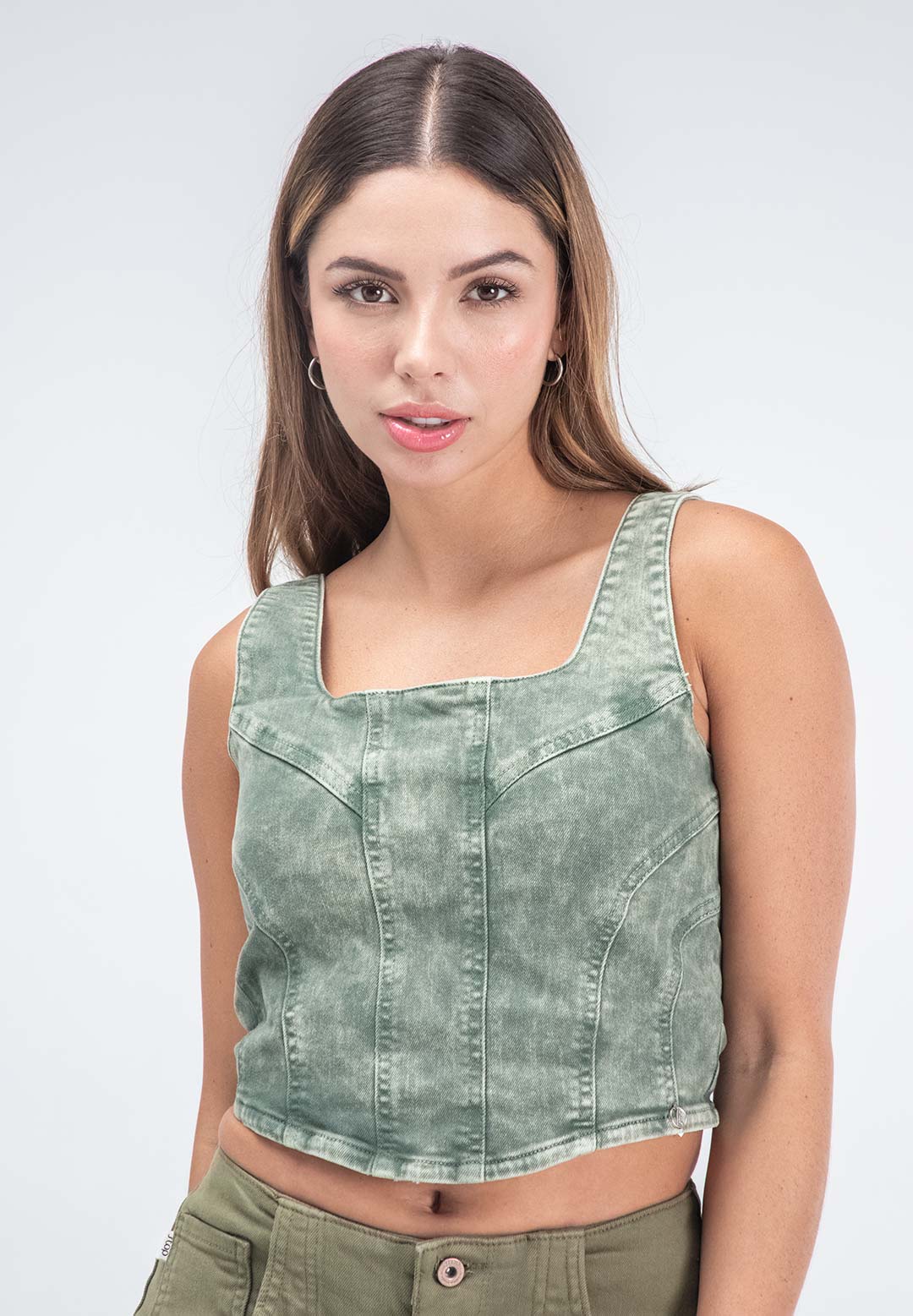 Bustier verde manga sisa para mujeres