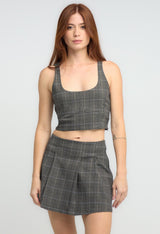 Blusa a cuadros arena para mujeres
