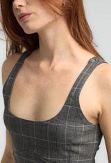 Blusa a cuadros arena para mujeres