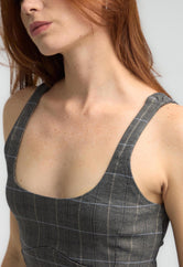 Blusa a cuadros arena para mujeres