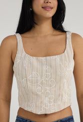 Blusa arena con cortes en tela para mujer