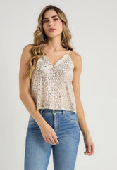 Blusa marfil con escote en v para mujer