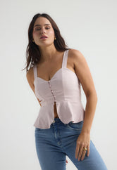 Blusa rosa claro con botones en frente para mujer