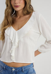 Camisa blanca con escalerilla para mujeres