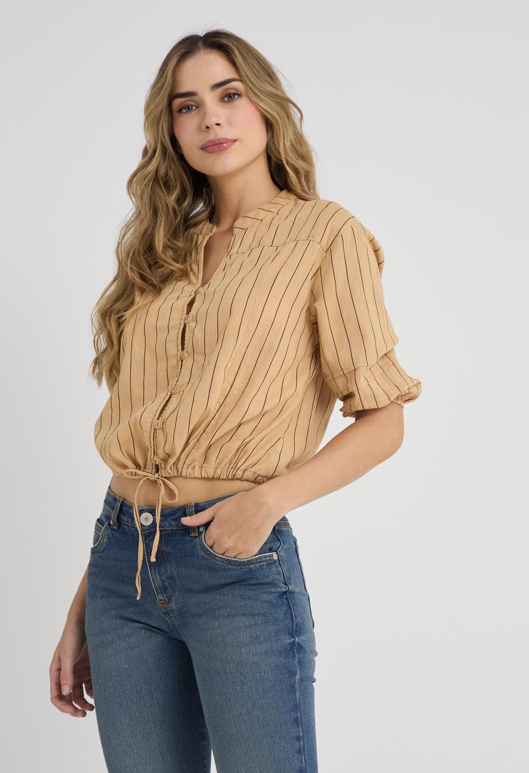Blusa arena con amarres para mujeres