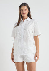 Blusa blanca manga 3/4 para mujer