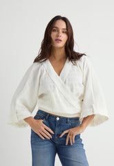 Blusa marfil manga 3/4 para mujer