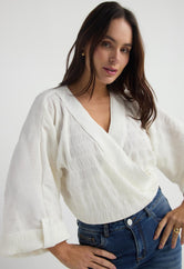 Camisa marfil manga 3/4 para mujer