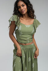 Blusa pistacho con bolero en manga para mujeres