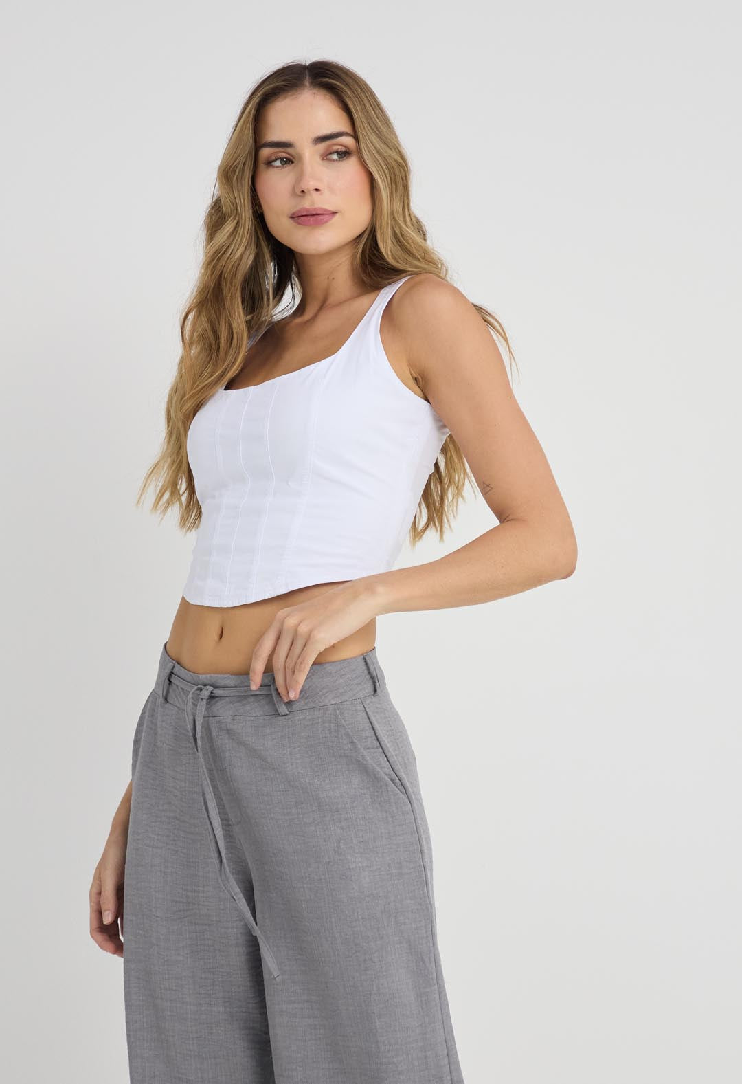 Blusa blanca tipo corset para mujer