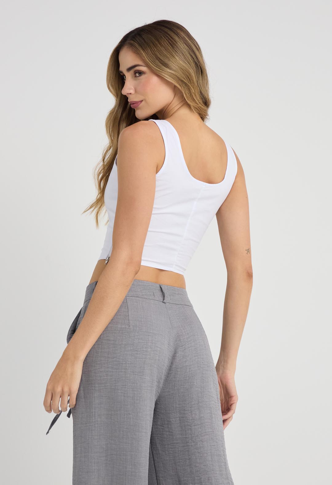 Blusa blanca tipo corset para mujer