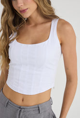 Blusa blanca tipo corset para mujer