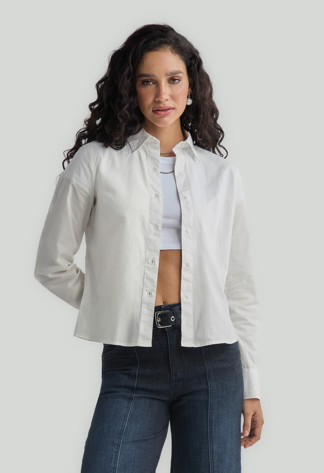 Blusa cruda manga larga para mujeres