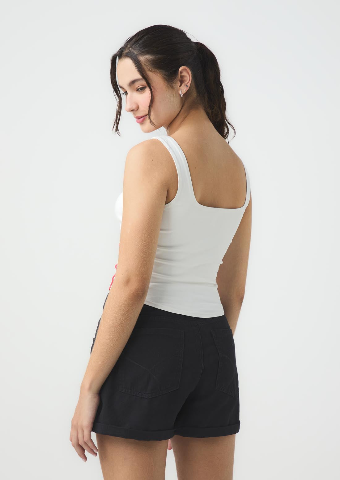 Blusa marfil de manga sisa para jóvenes