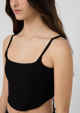 Blusa negra con lace up en espalda para jóvenes
