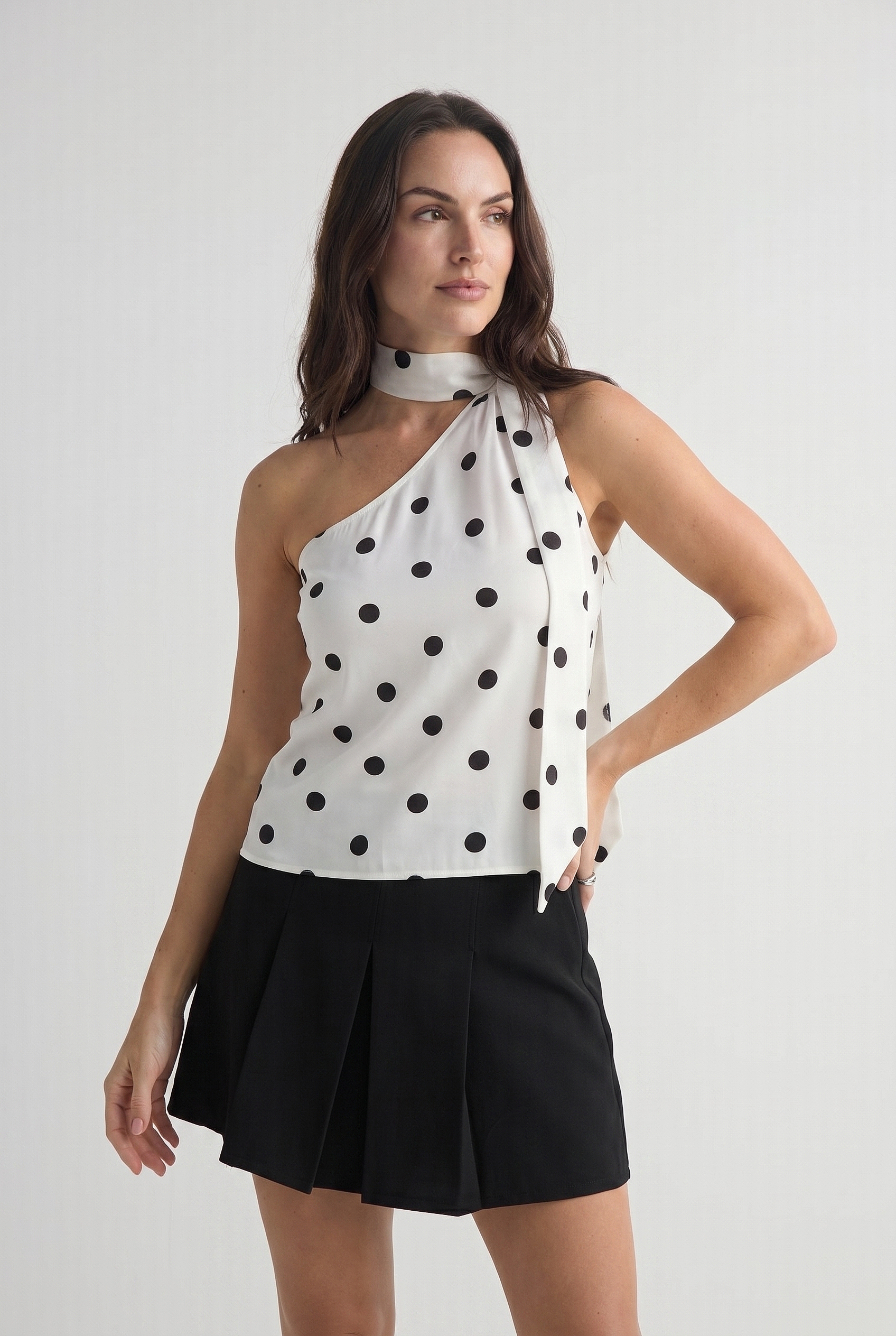 Blusa marfil manga sisa con pañuelo para mujer