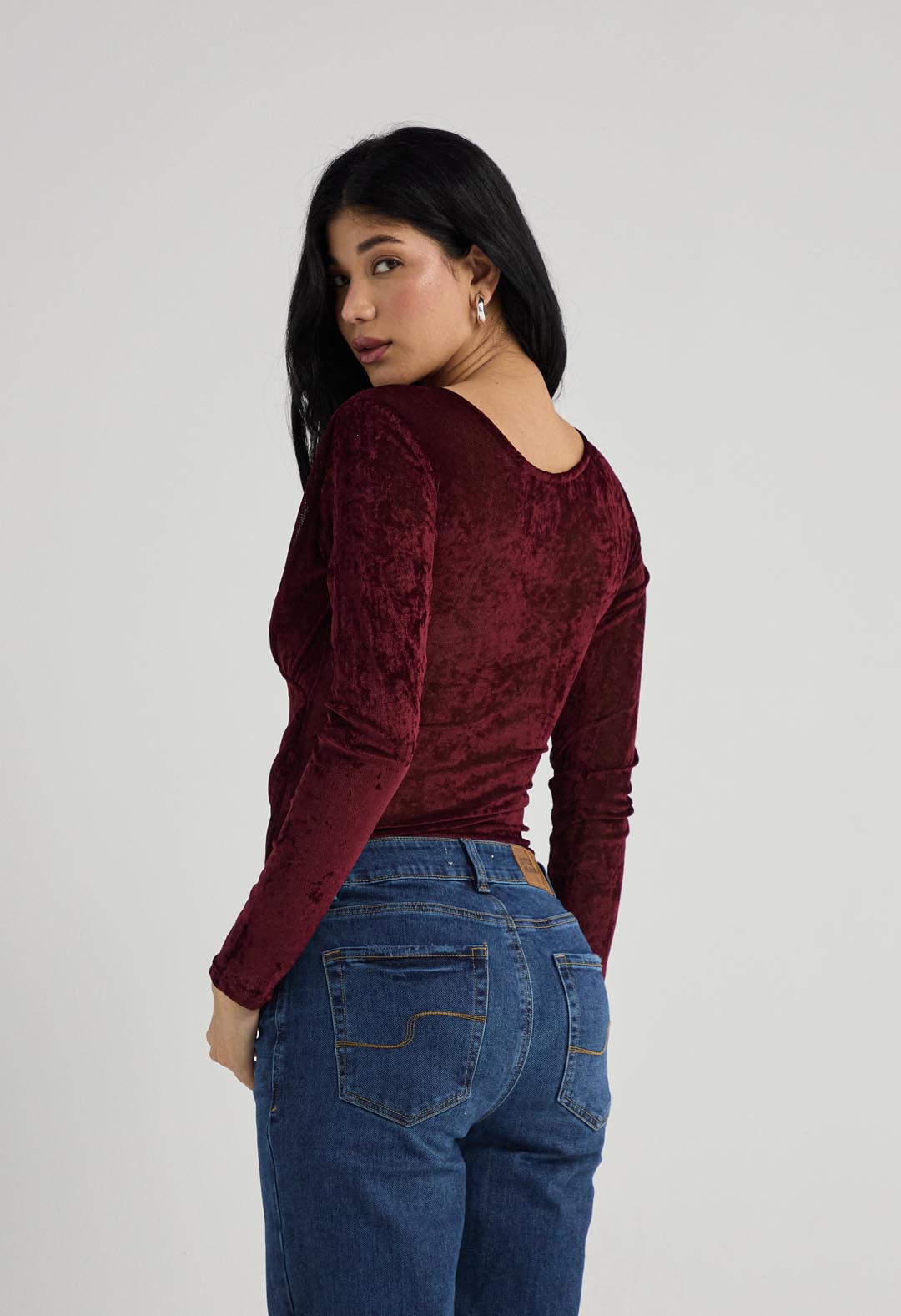 Body vino con recogido en frente para mujer