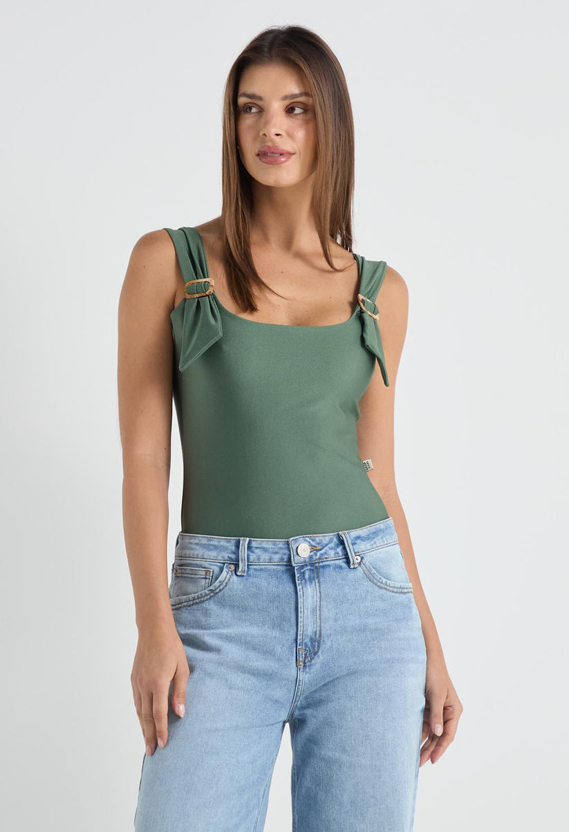 Body verde militar con hebilla para mujer – Stop Jeans