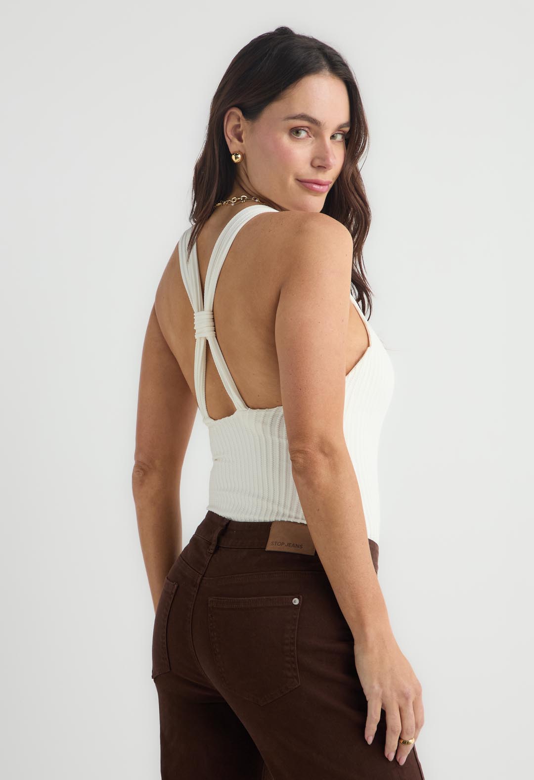 Body marfil con espalda escotada para mujer